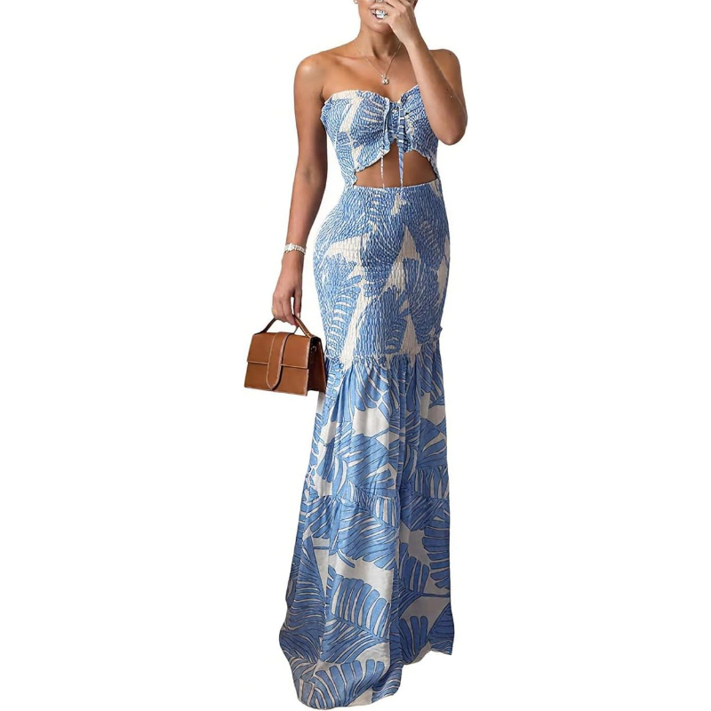 Maxi Dress Halter - CHICME 플로럴 바캉스 드레스 홀터 타이