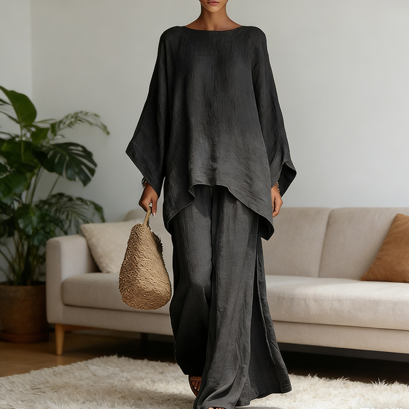 Linen Pant Wide - 봄 신상 패션 린넨 루즈핏 긴팔