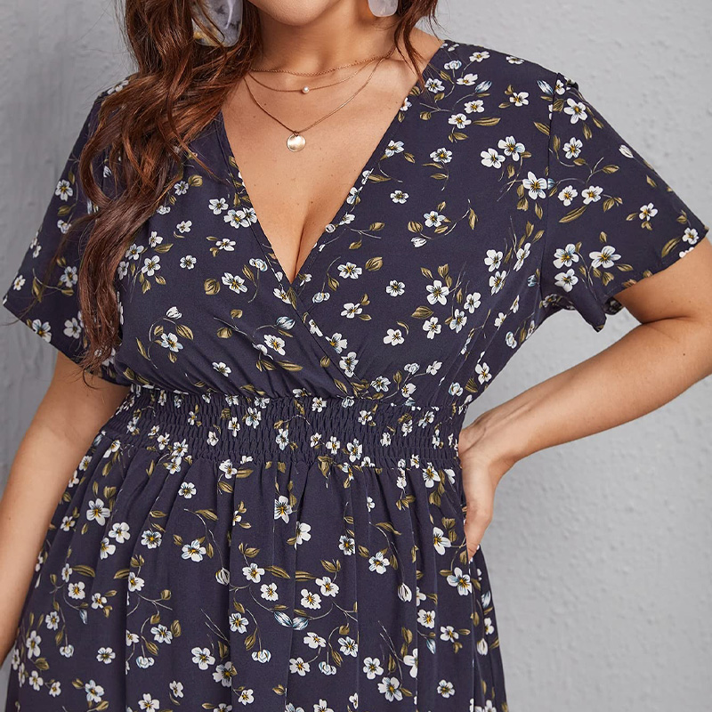 플러스 사이즈 여성 드레스, 꽃무늬 허리 A라인 드레스 - Romper Floral Print 리뷰 및 가격