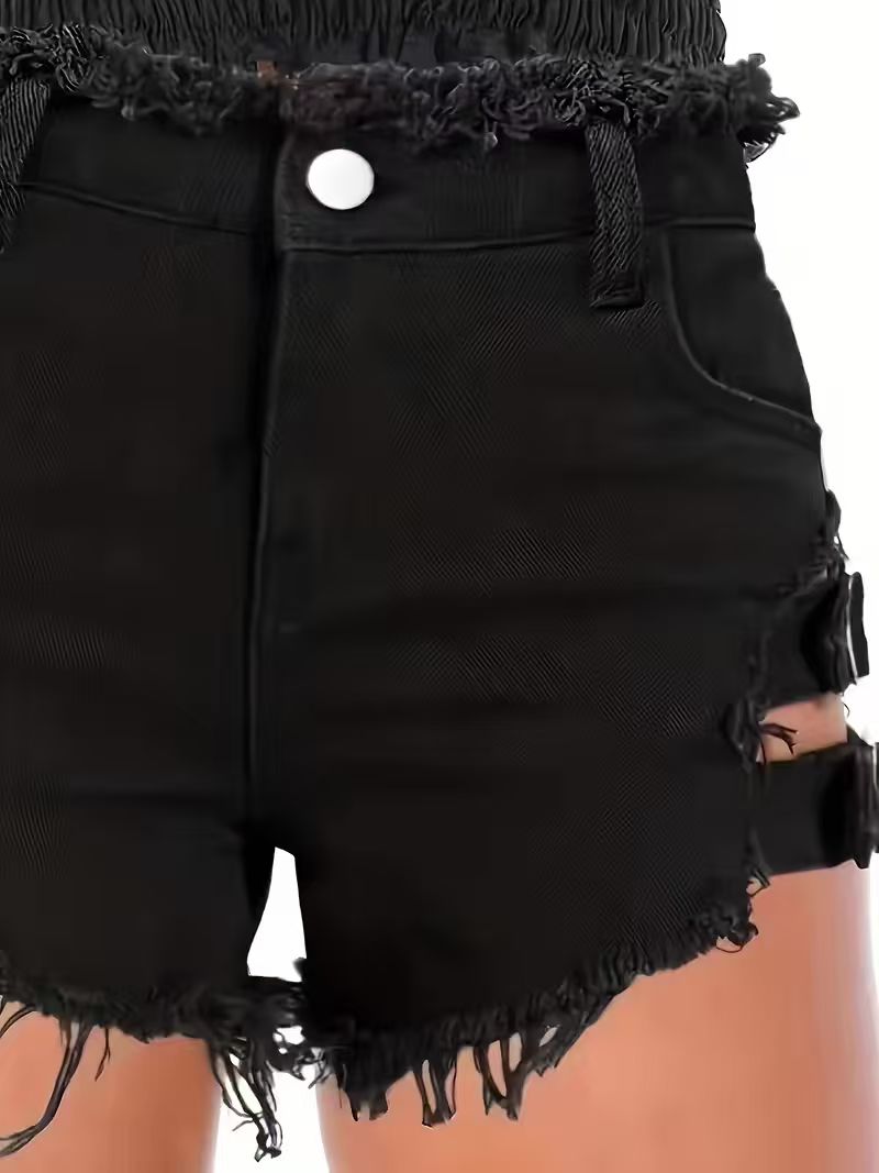 여성용 블랙 데님 반바지 로우 웨이스트 프레이드 헴 조 - Shorts Denim Frayed 리뷰 및 가격