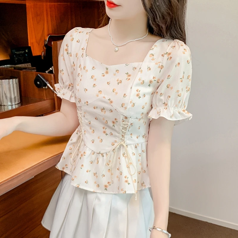 빈티지 여름 프린트 블라우스 여성 2026 캐주얼 퍼프 - Romper Floral Print 리뷰 및 가격