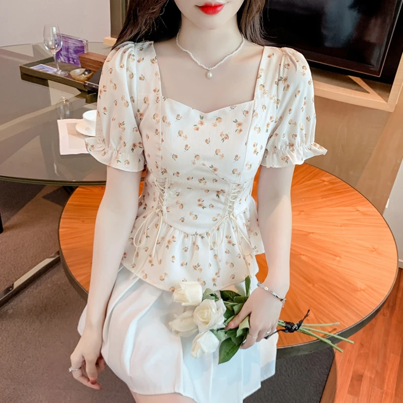 빈티지 여름 프린트 블라우스 여성 2026 캐주얼 퍼프 - Romper Floral Print 리뷰 및 가격