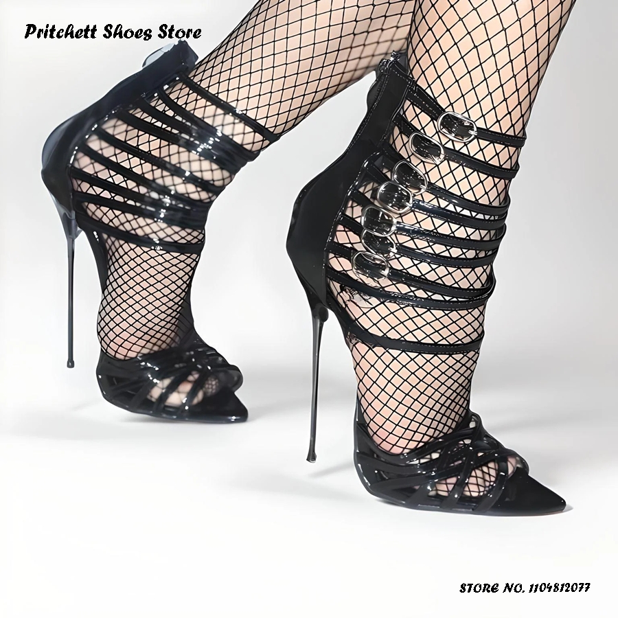 여성용 에나멜 스트랩 샌들, 뾰족한 오픈토, 메탈 얇은 - Sandal Strappy Heeled 리뷰 및 가격