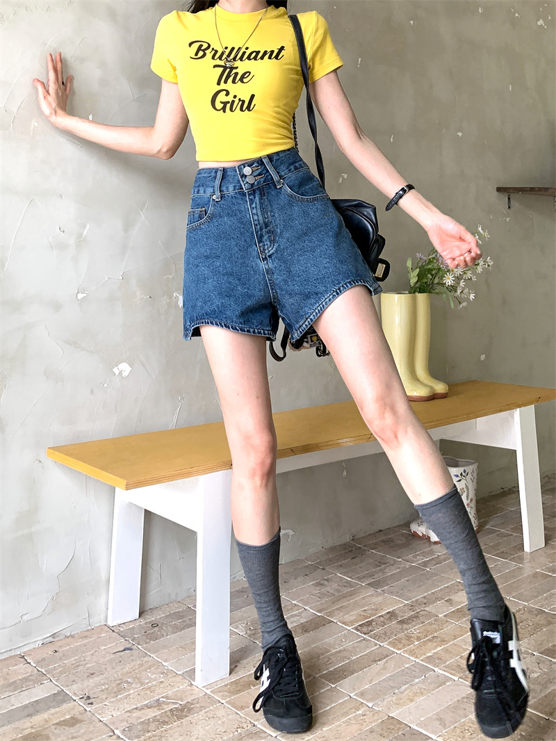 여성용 파란색 데님 반바지, 여름용, 한국 스타일, 워 - Shorts Denim Frayed 리뷰 및 가격