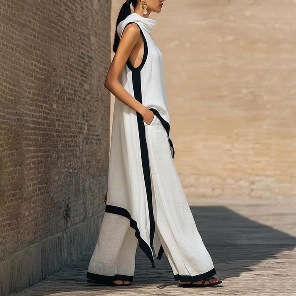 여성 컬러 블록 코튼 린넨 투피스 의상 비대칭 밑단 모 - Linen Pant Wide 리뷰 및 가격