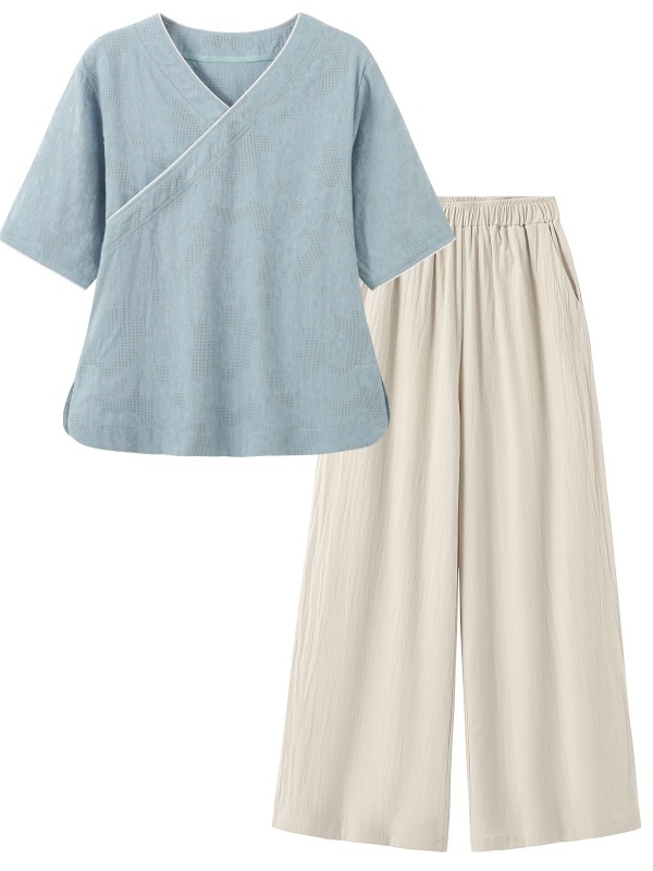 새로운 중국 스타일 예술적인 레트로 코튼 린넨 반팔 상 - Linen Pant Wide 리뷰 및 가격