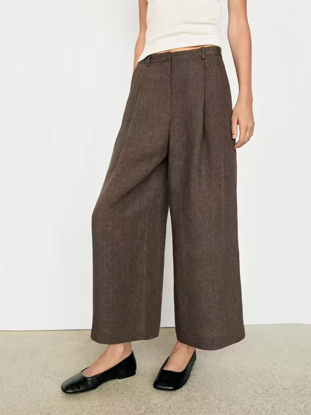 캐주얼 브라운 플로럴 장식 코튼 린넨 와이드 레그 팬츠 - Linen Pant Wide 리뷰 및 가격