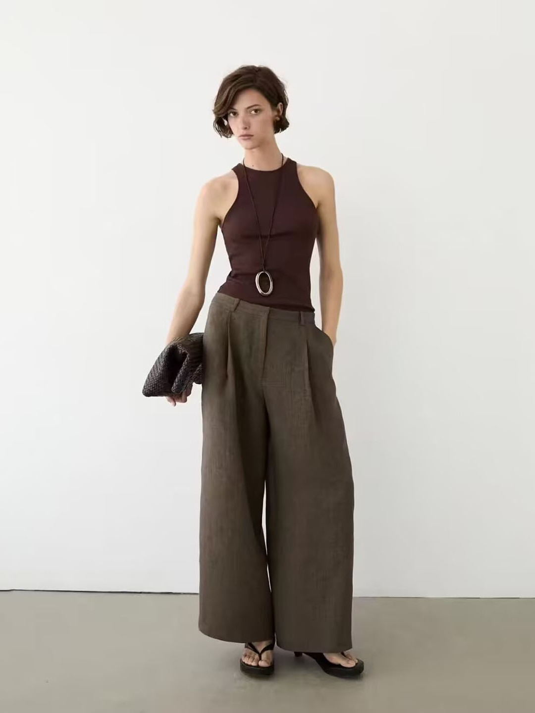 캐주얼 브라운 플로럴 장식 코튼 린넨 와이드 레그 팬츠 - Linen Pant Wide 리뷰 및 가격